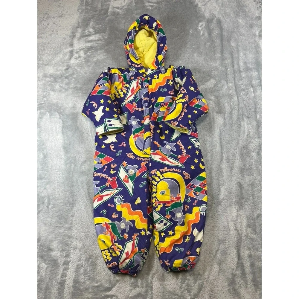 VTG Jean Bourget Hooded Snow Suit Size 4t 102 Court Jester Purple